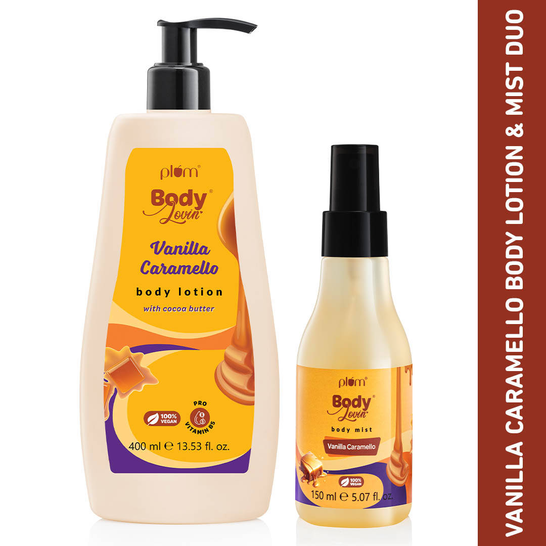 Plum BodyLovin' Vanilla Caramello Body Lotion & Body Mist duo