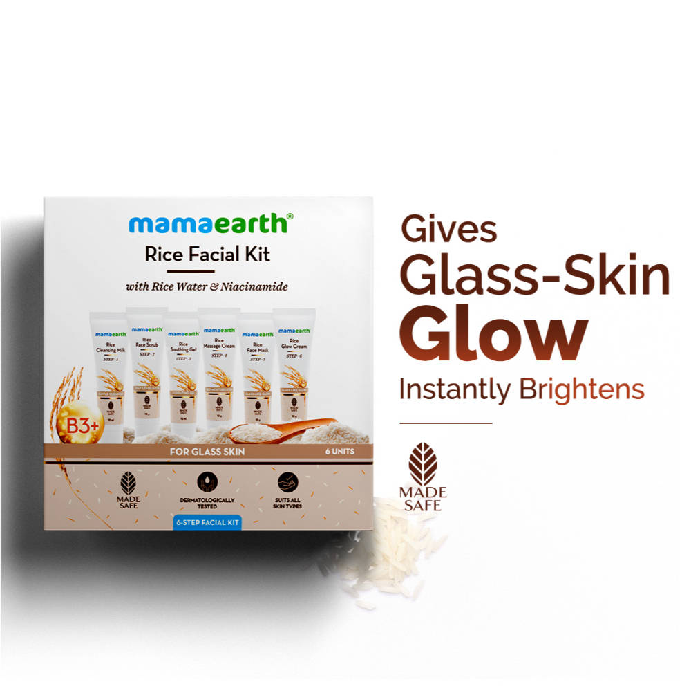 Mamaearth Rice Facial Kit With Rice Water & Niacinamide For Glass Skin