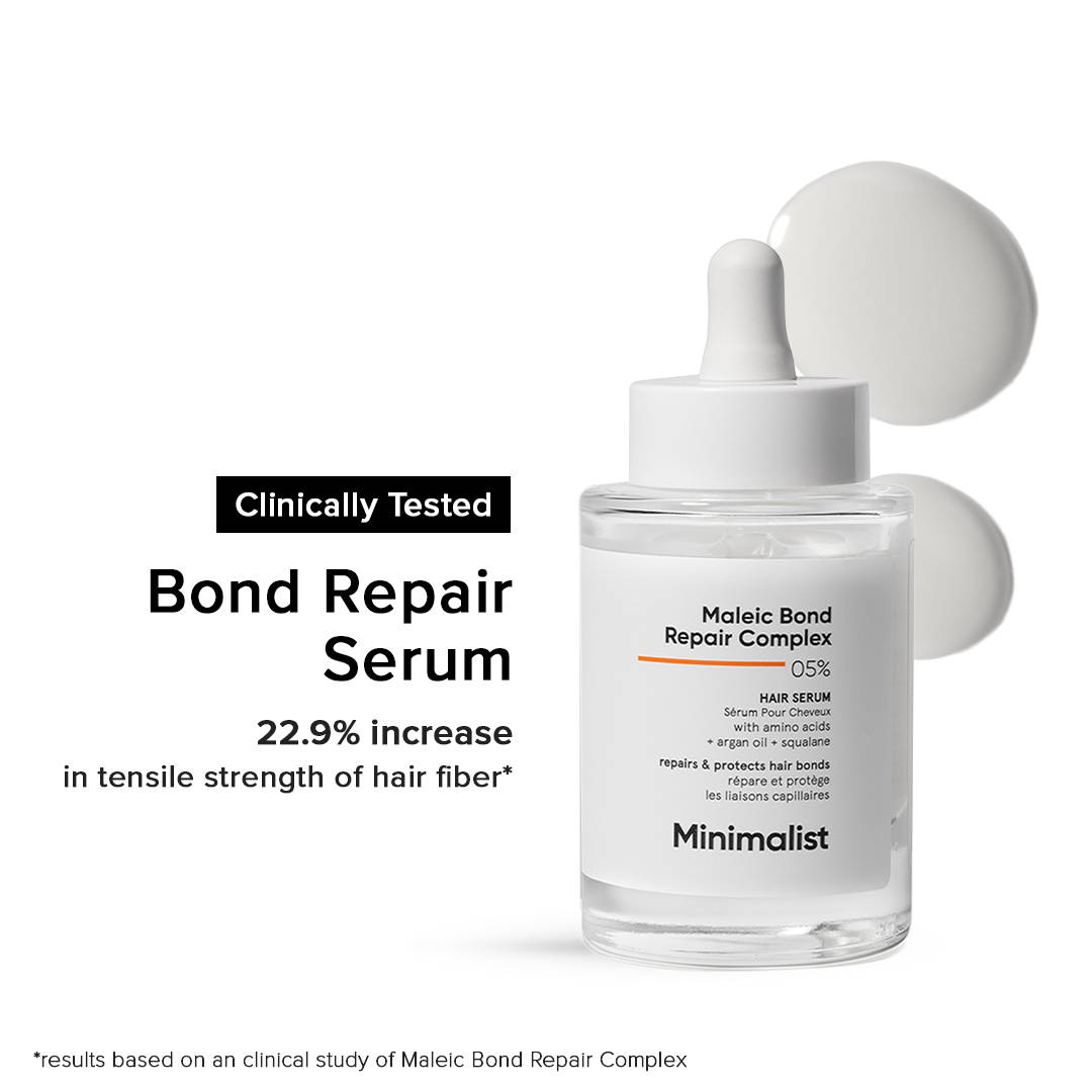 Minimalist Maleic Bond Repair Complex 05% Hair Serum For Soft & Smooth Hair & Treats Split Ends & Breakage