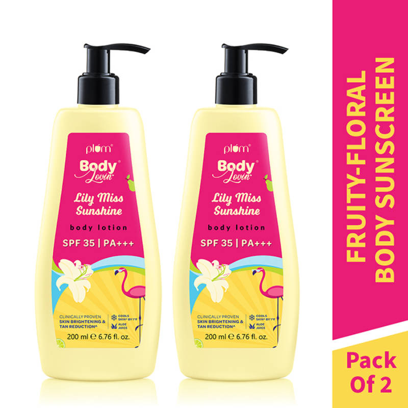Plum BodyLovin' Lily Miss Sunshine Body Lotion With SPF 35 PA+++ - Hydrates Skin - Pack Of 2