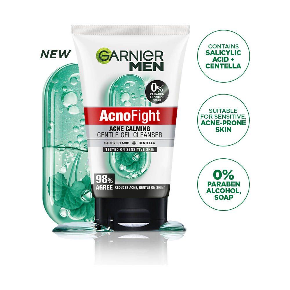 Garnier Men Acno Fight Gentle Cleanser Facewash For Acne-Prone, Sensitive Male Skin