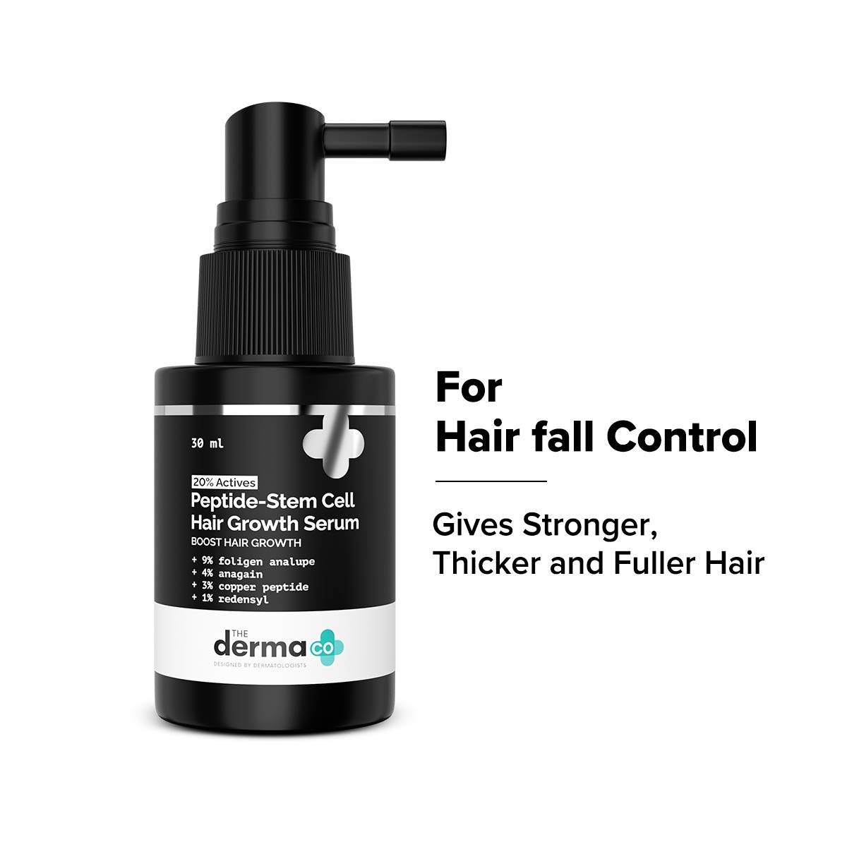 The Derma Co 20% Actives Peptide-Stem Cell Hair Growth Serum with Foligen Analupe & Anagain