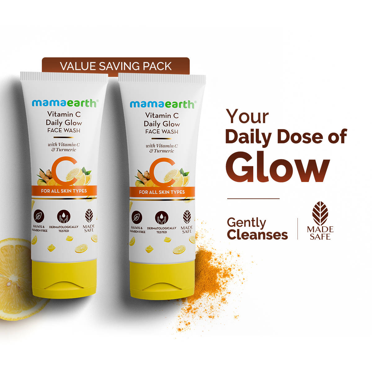 Mamaearth Vitamin C Face Wash With Vitamin C And Turmeric For Skin Illumination - Pack Of 2