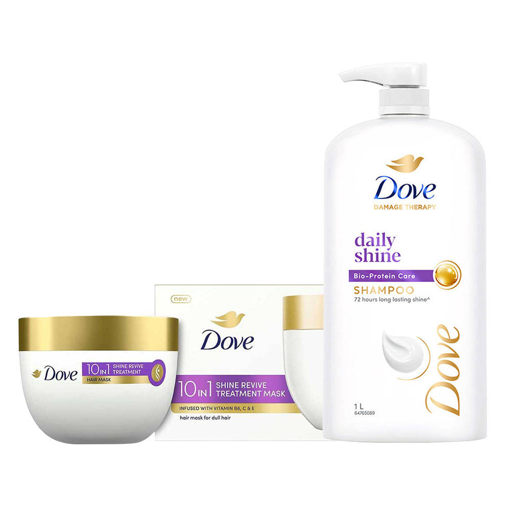 Dove Daily Shine Shampoo + Hair Mask for Damaged & Dry Hair