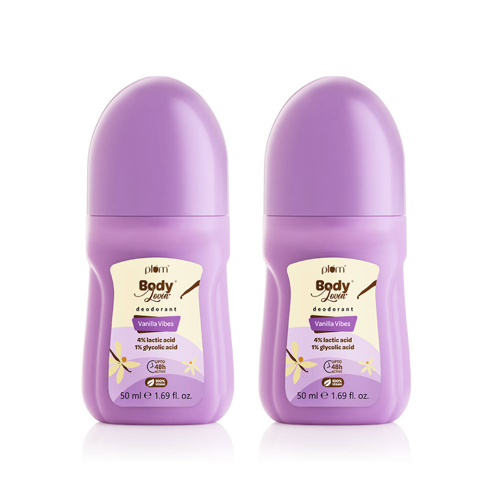 Plum BodyLovin' Vanilla Vibes Deodorant Roll-On Controls Underarm Odor - Pack Of 2