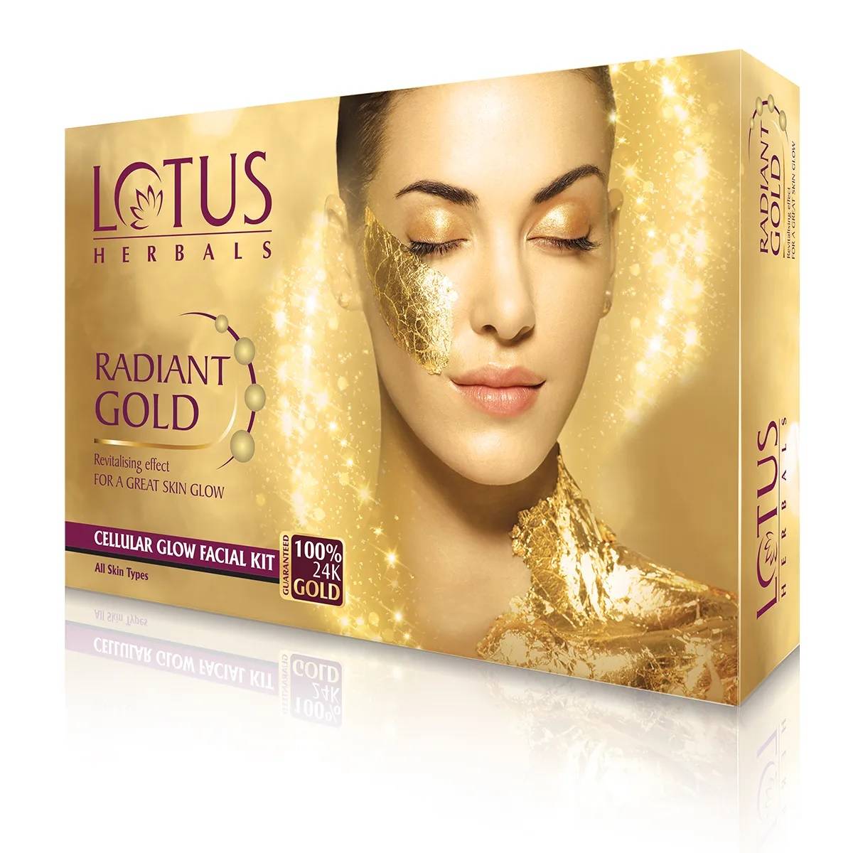 Lotus Herbals Radiant Gold Cellular Facial Kit With 24K Pure Gold & Papaya For All Skin Types