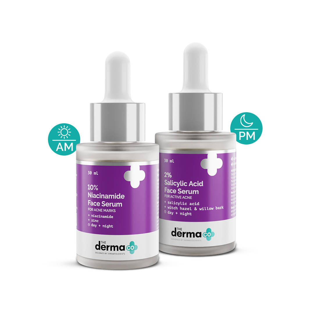 The Derma Co Anti Acne AM PM Regime Combo With Niacinamide(AM) And Salicylic Serum(PM) Serum