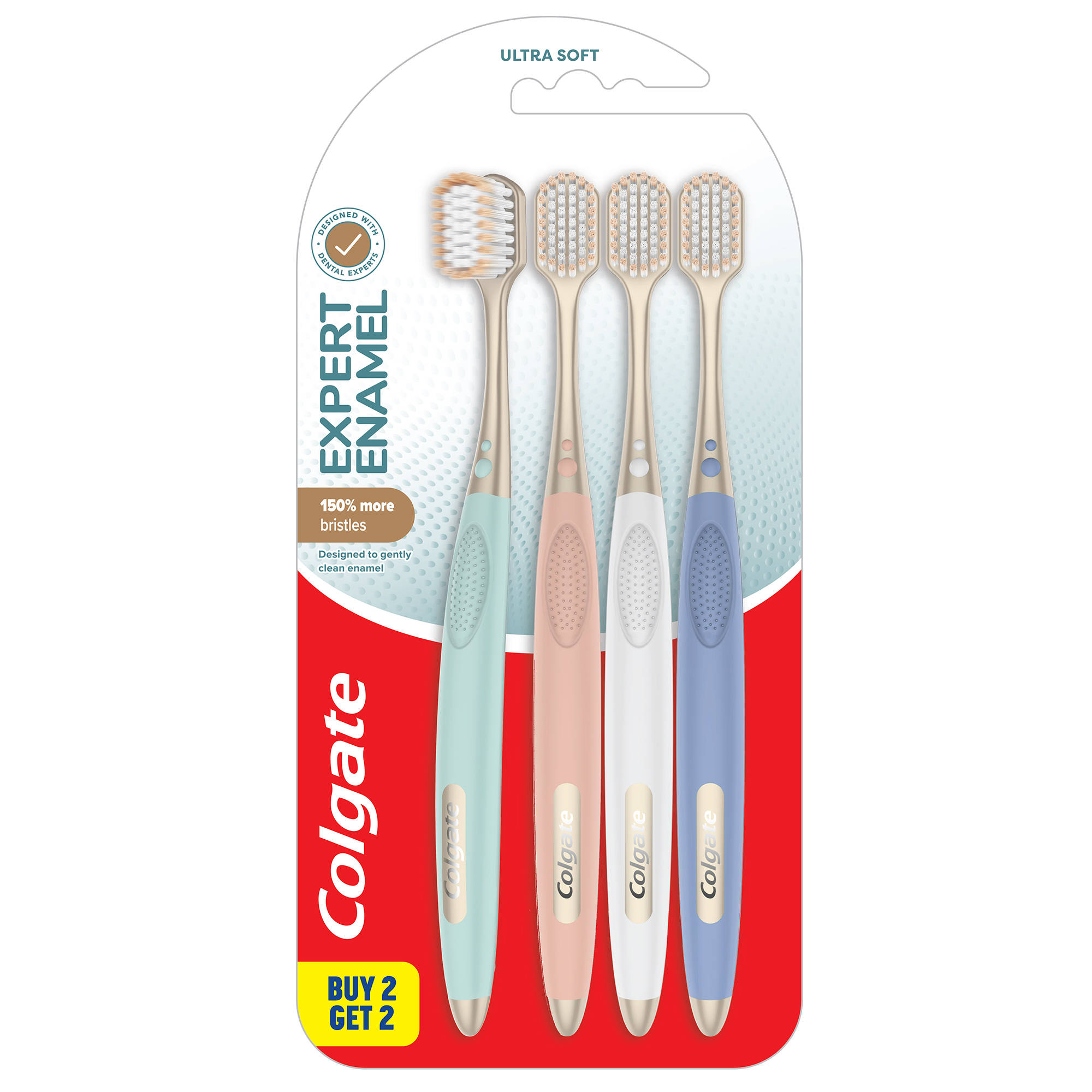 Colgate Gentle Enamel Ultra Soft Toothbrush, 4 Pcs (Buy2 Get 2), Soft Bristles for Enamel Care