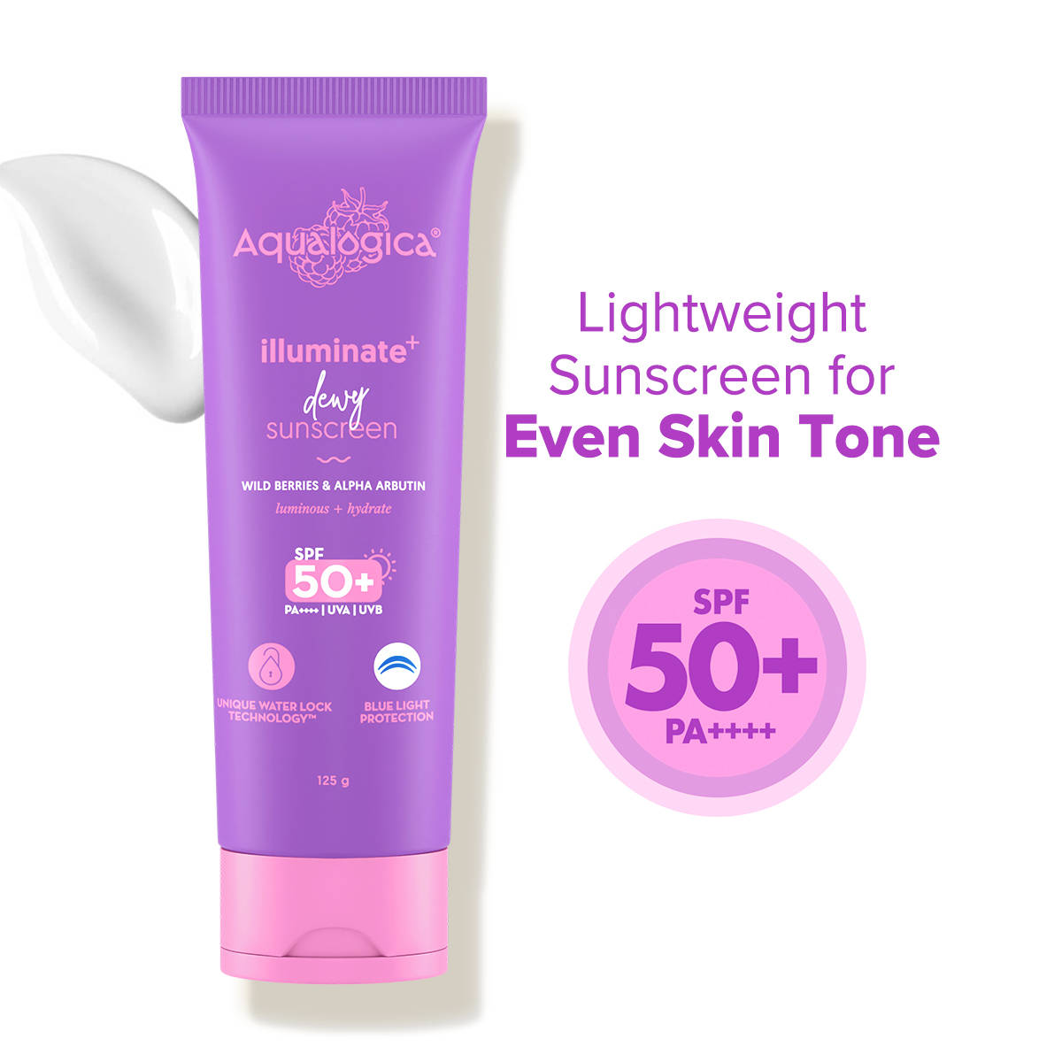 Aqualogica Illuminate+ Dewy Lightweight Sunscreen Gel SPF 50+ PA++++ for All Skin Types