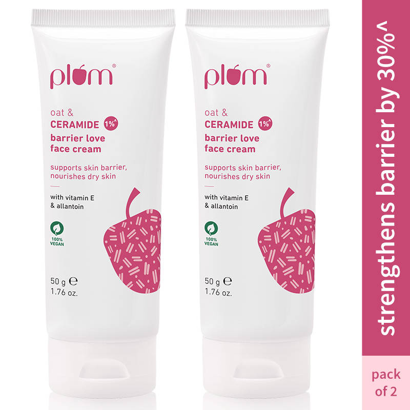 Plum 1% Ceramide Barrier Love Face Cream With Oat Strengthens Skin Barrier - Pack Of 2