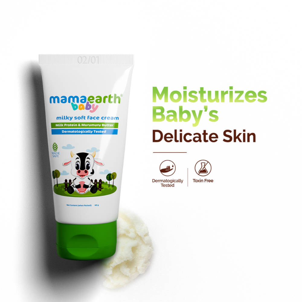 Mamaearth Milky Soft Face Cream for Babies with Milk Protein Murumuru Butter