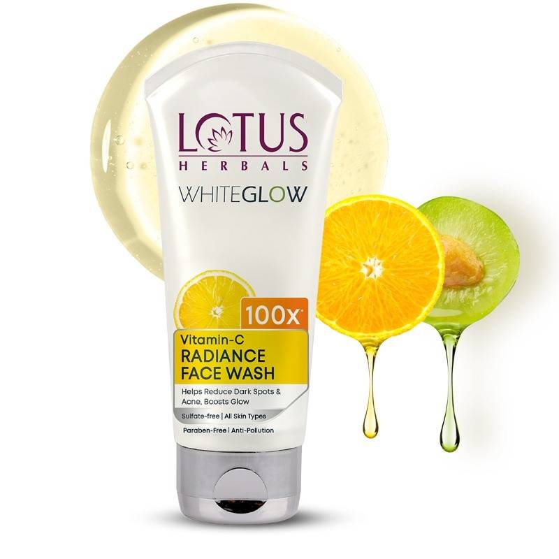 Lotus Herbals Whiteglow Vitamin C Radiance Face Wash Reduce Dark Spots & Dull Skin, All Skin Types
