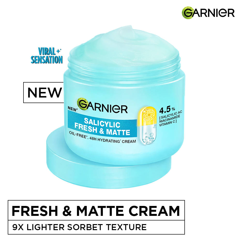 Garnier Fresh & Matte Salicylic Acid Sorbet Moisturizer, 4.5% Salicylic Acid Niacinamide Vit C