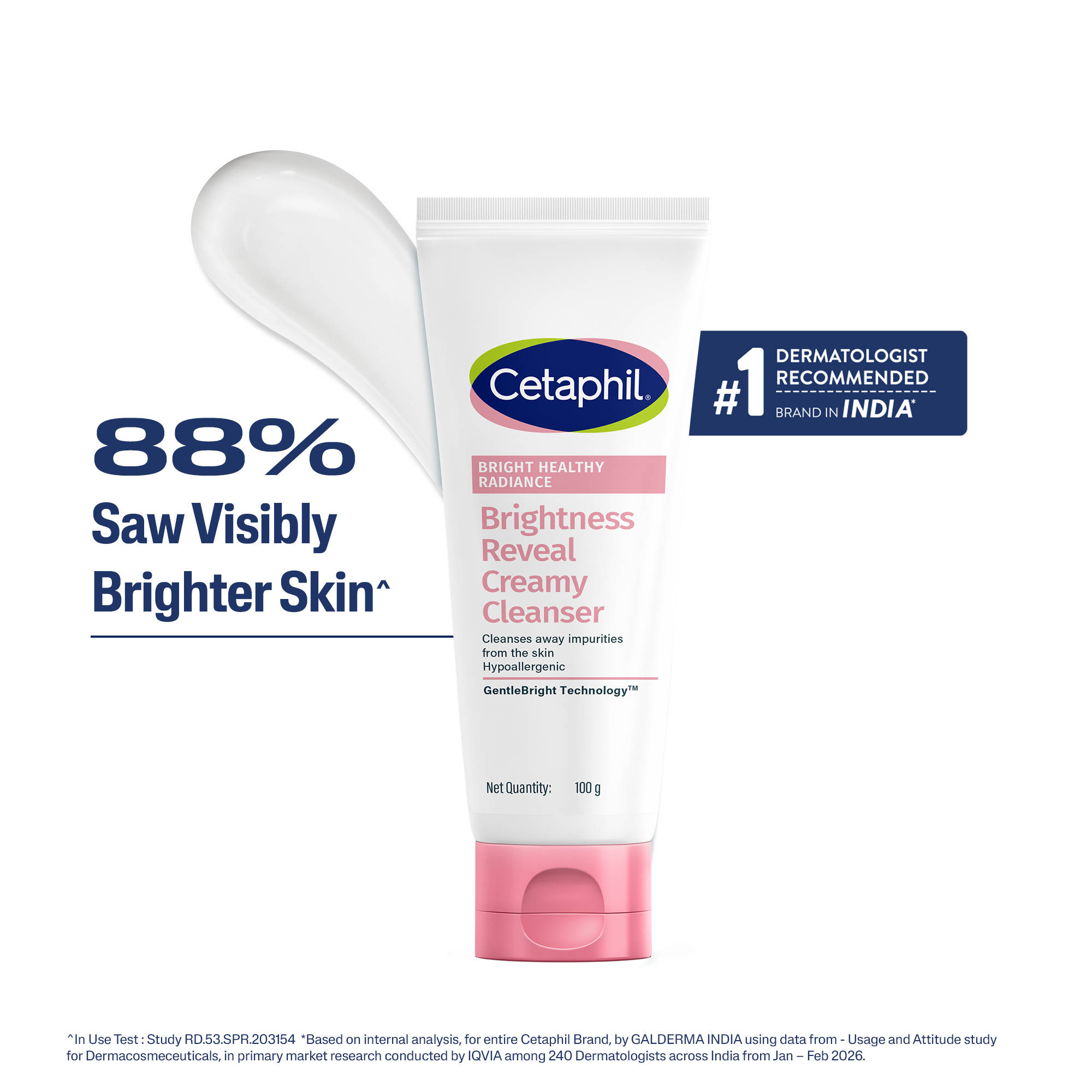 Cetaphil BHR Brightness Reveal Creamy Cleanser Cream To Foam Texture