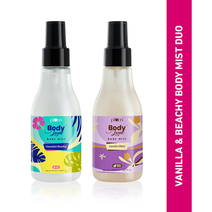 Plum Bodylovin' Vanilla & Beachy Vibes Body Mist Duo Super-refreshing Aloe-infused