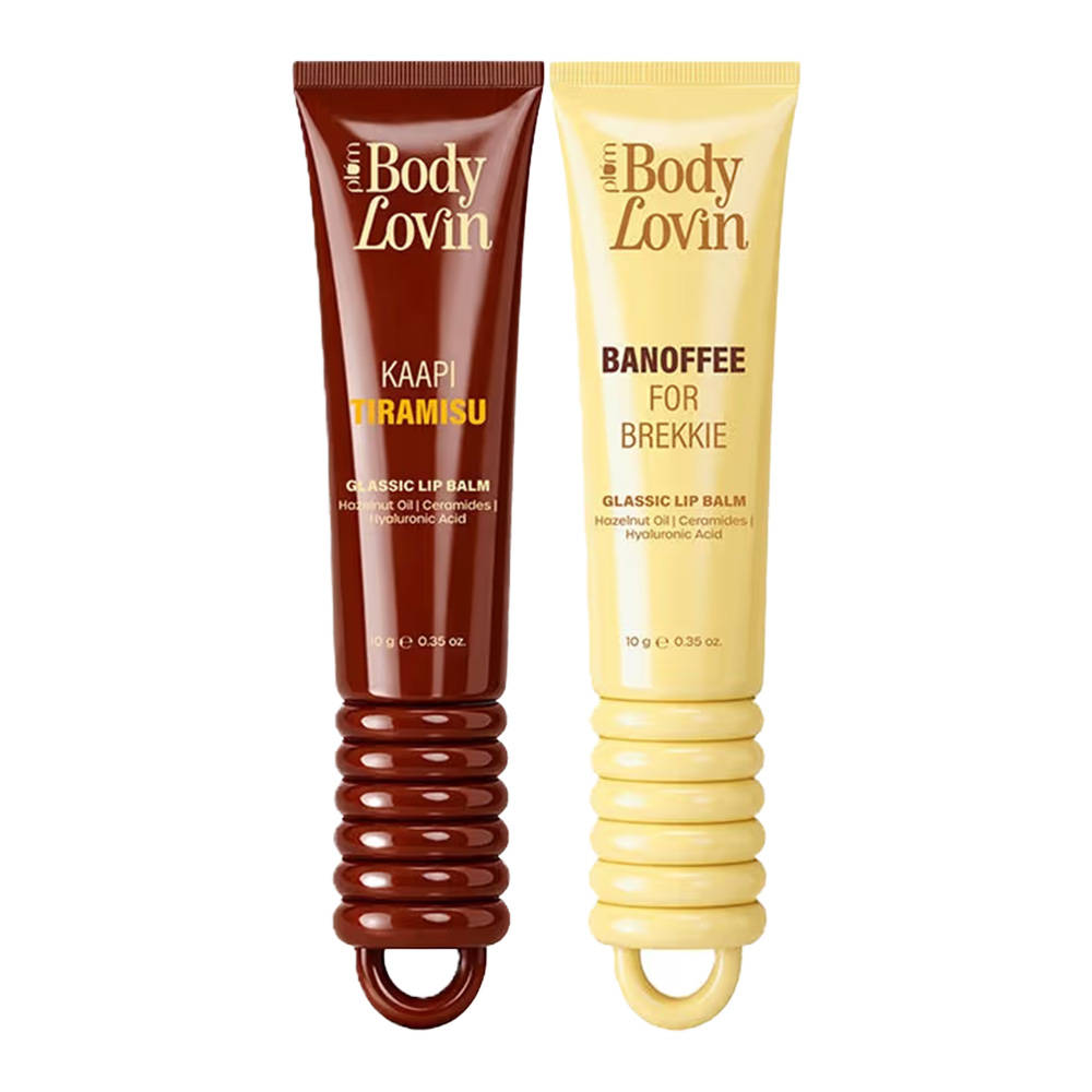 Plum BodyLovin' All-New Glassic Tinted Lip Balm Duo - Kaapi Tiramisu & Banoffee For Brekkie