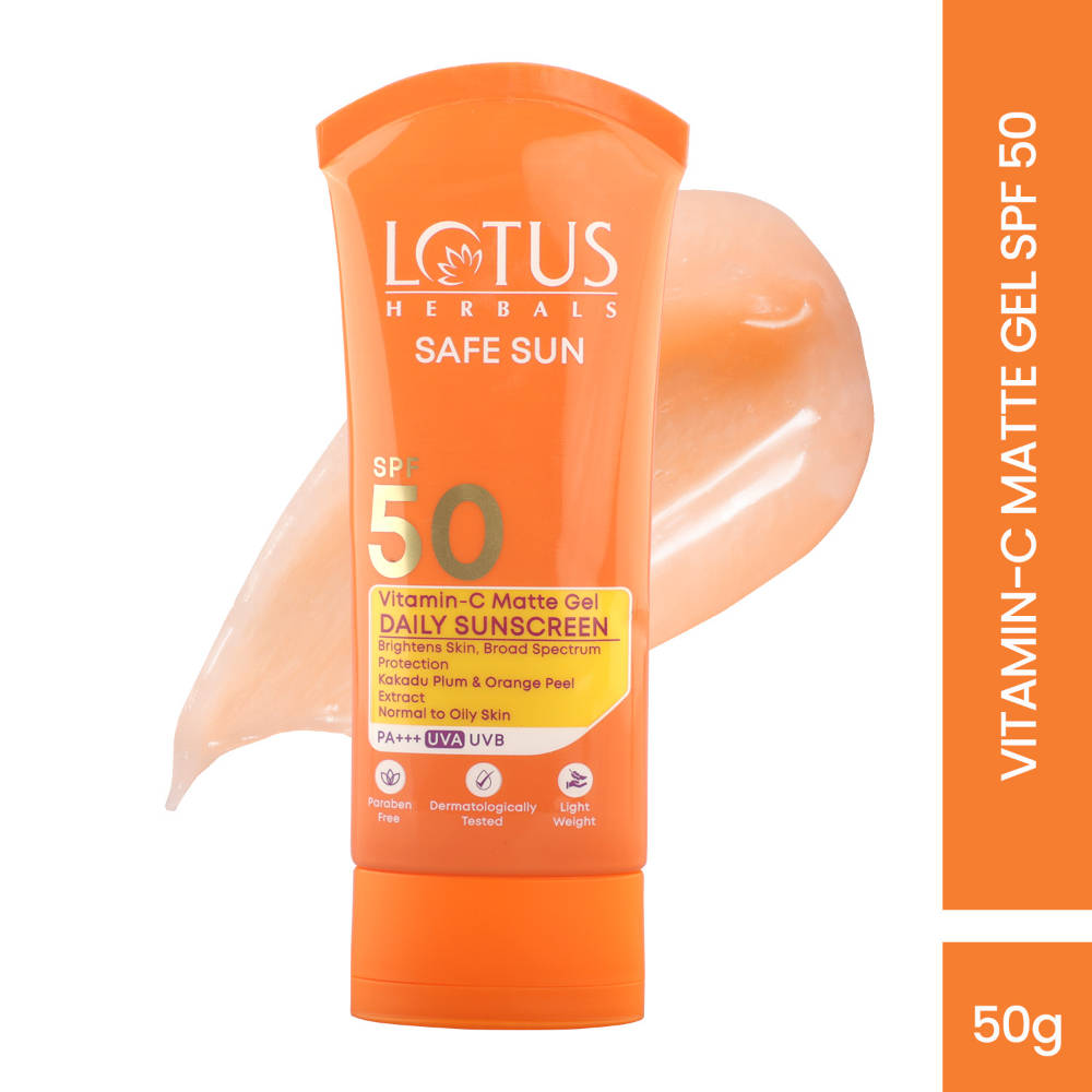 Lotus Herbals SafeSun Vitamin C Matte Gel Daily Sunscreen SPF 50 PA+++ | For All Skin Types