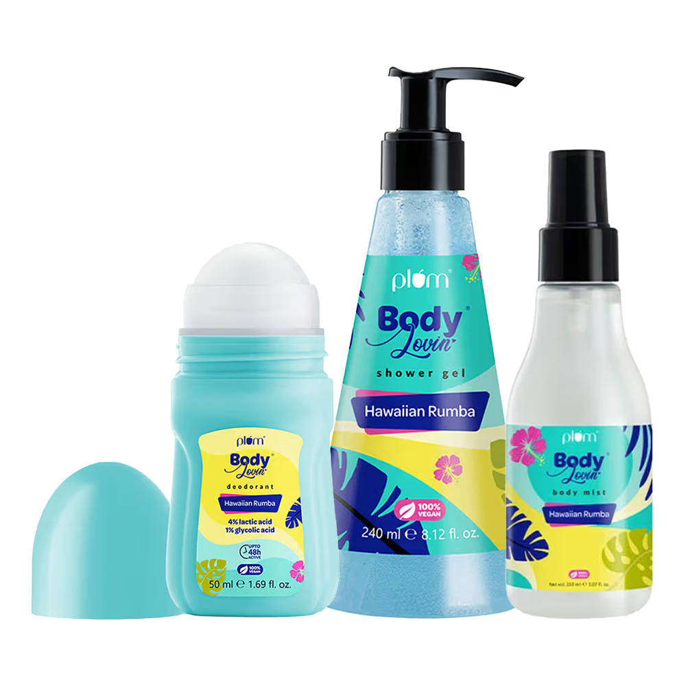 Plum Bodylovin' Hawaiian Rumba Body Wash, Body Mist & Roll-on Trio