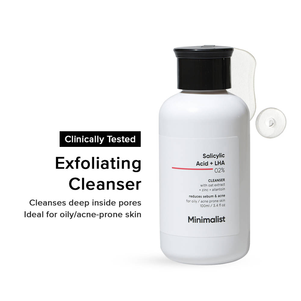 Minimalist 2% Salicylic Acid + LHA Face Cleanser With Zinc For Reducing Sebum & Acne
