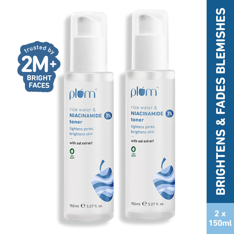 Plum 3% Niacinamide Alcohol-Free Toner With Rice Water - Pack Of 2