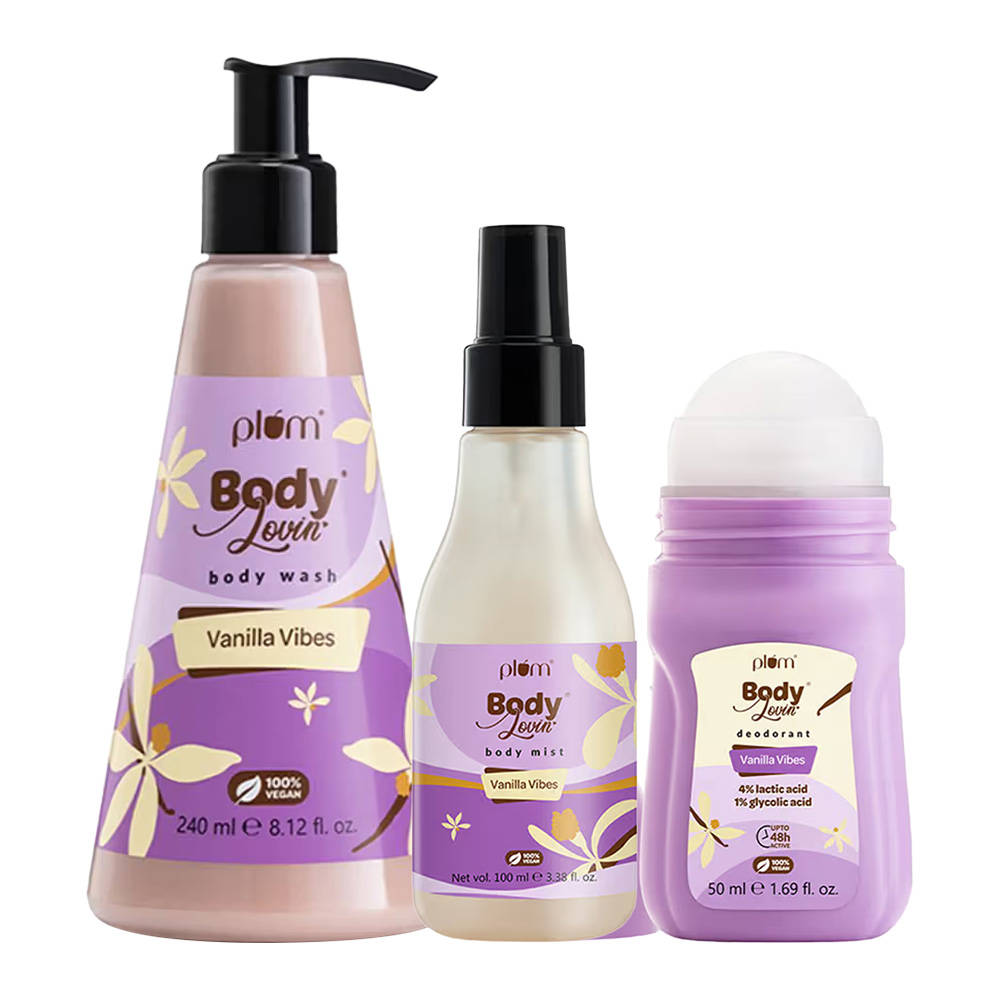 Plum Bodylovin' Vanilla Vibes Body Wash, Body Mist & Roll-on Trio - Smell like a Cupcake