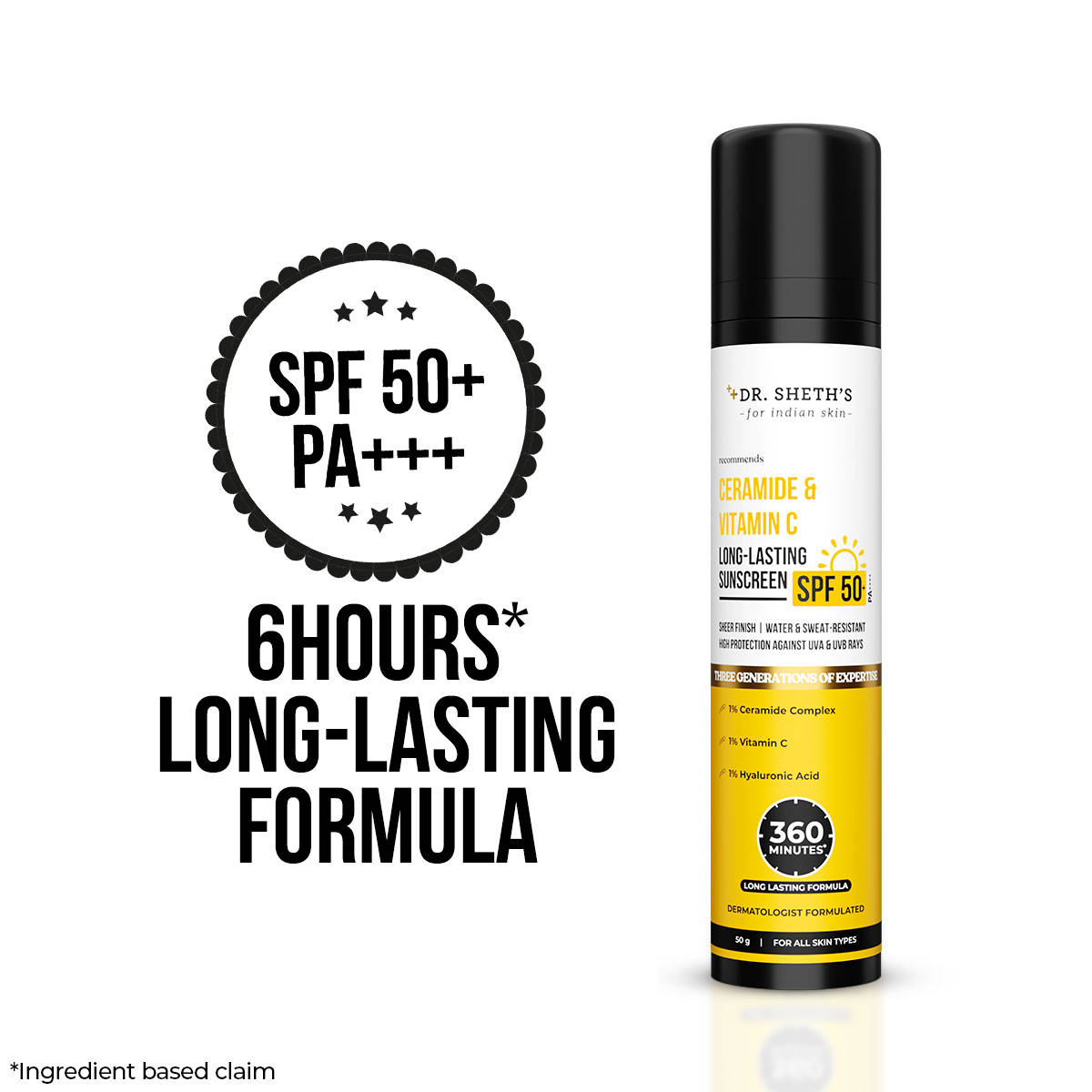 Dr. Sheth's Dr. Sheths Ceramide & Vitamin C Long-Lasting Sunscreen SPF 50 PA++++