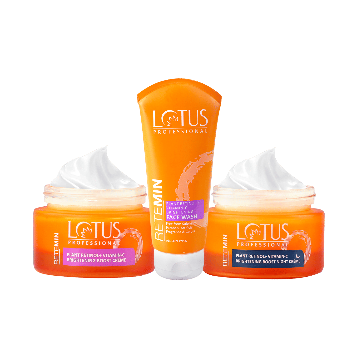 Lotus Herbals Lotus Professional Retemin Plant Retinol + Vitamin C Brightening Day & Night Combo & Face Wash Combo