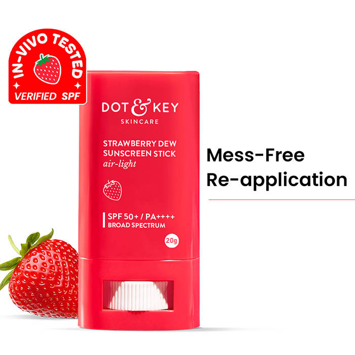 Dot & Key Strawberry Dew Sunscreen Stick In-Vivo Tested SPF 50+ PA++++, Makeup Friendly
