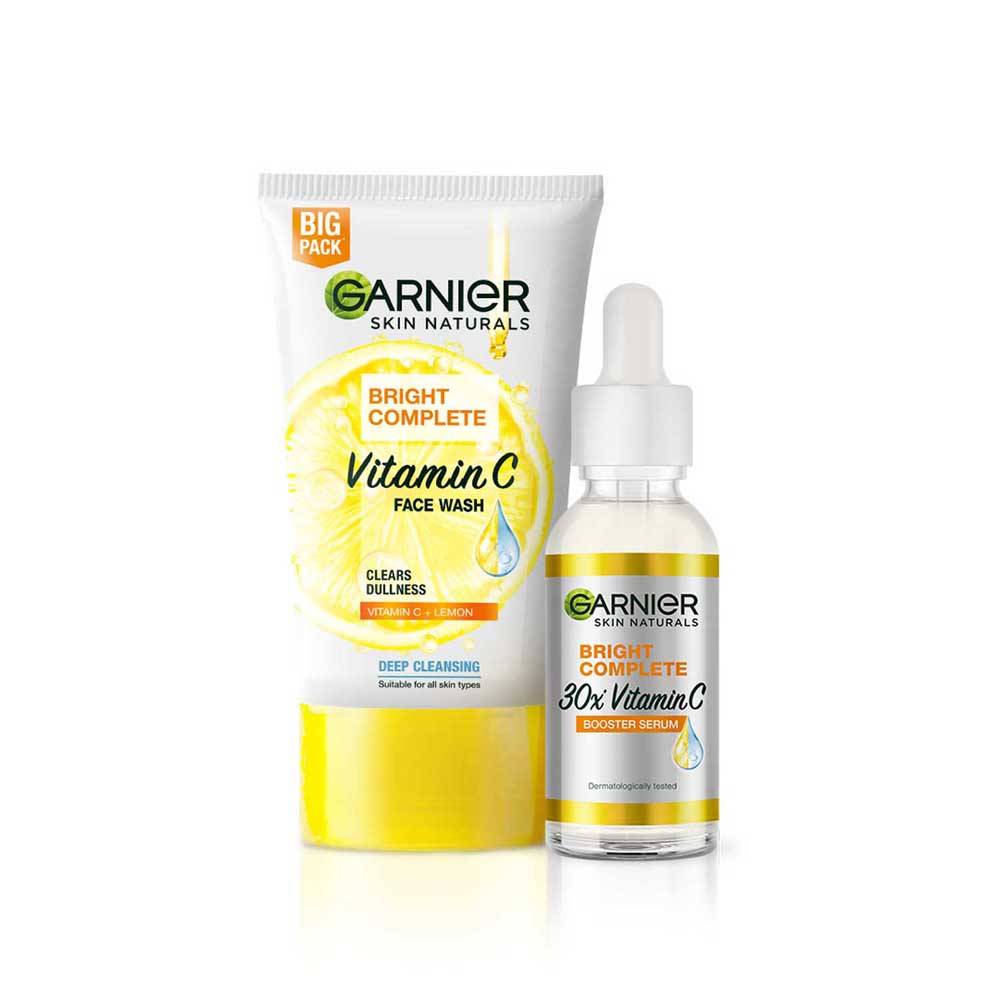 Garnier Bright Complete Facewash & Bright Complete Vitamin C Serum Combo