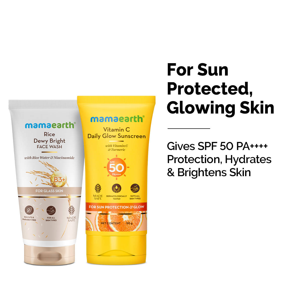 Mamaearth Vitamin C Sunscreen & Ubtan Face Wash Combo for Tan Removal & Glowing Skin
