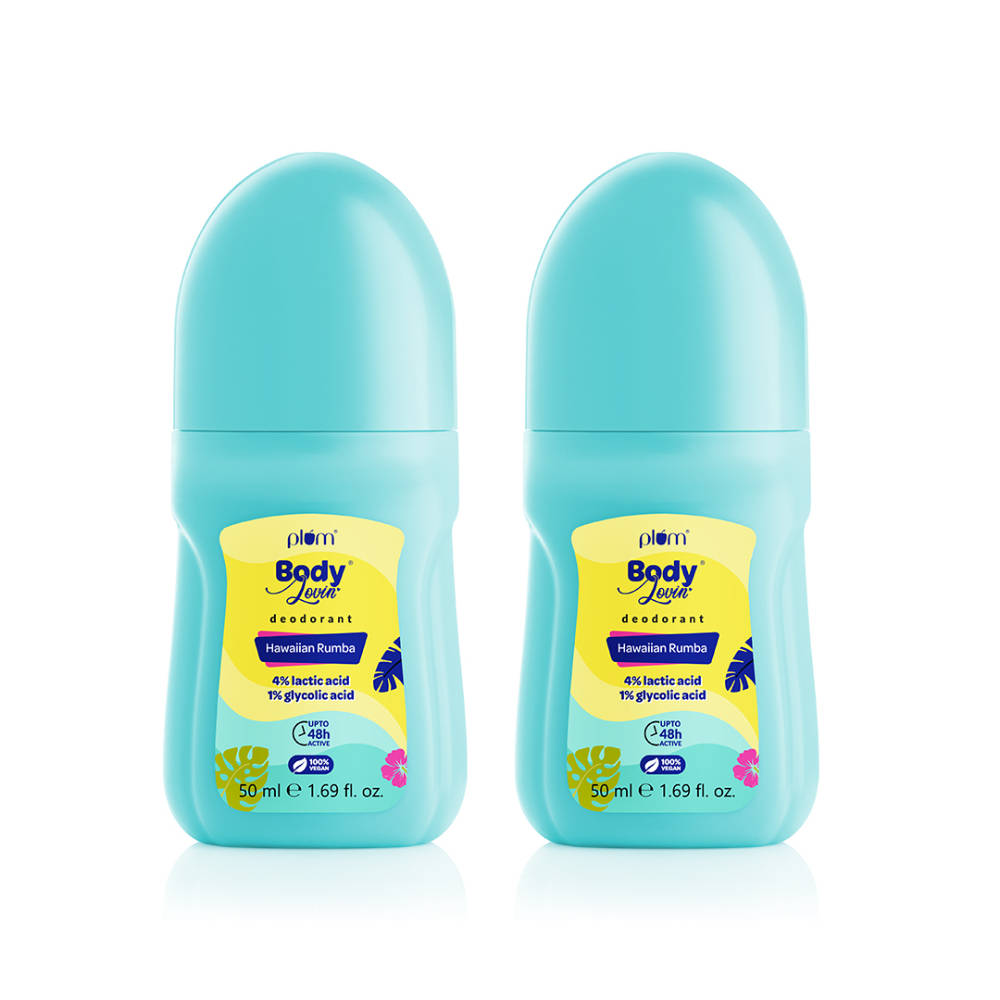 Plum BodyLovin' Hawaiian Rumba Deodorant Roll-On Controls Underarm Odor - Pack Of 2