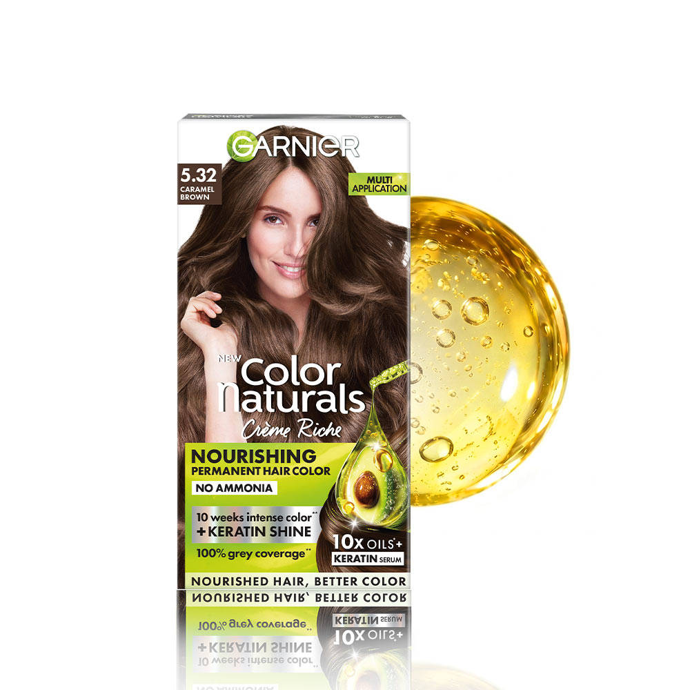 Garnier Hair Colouring Creme,Long-lasting,Smoothness & Shine,Color Naturals,Shade:5.32 Caramel Brown