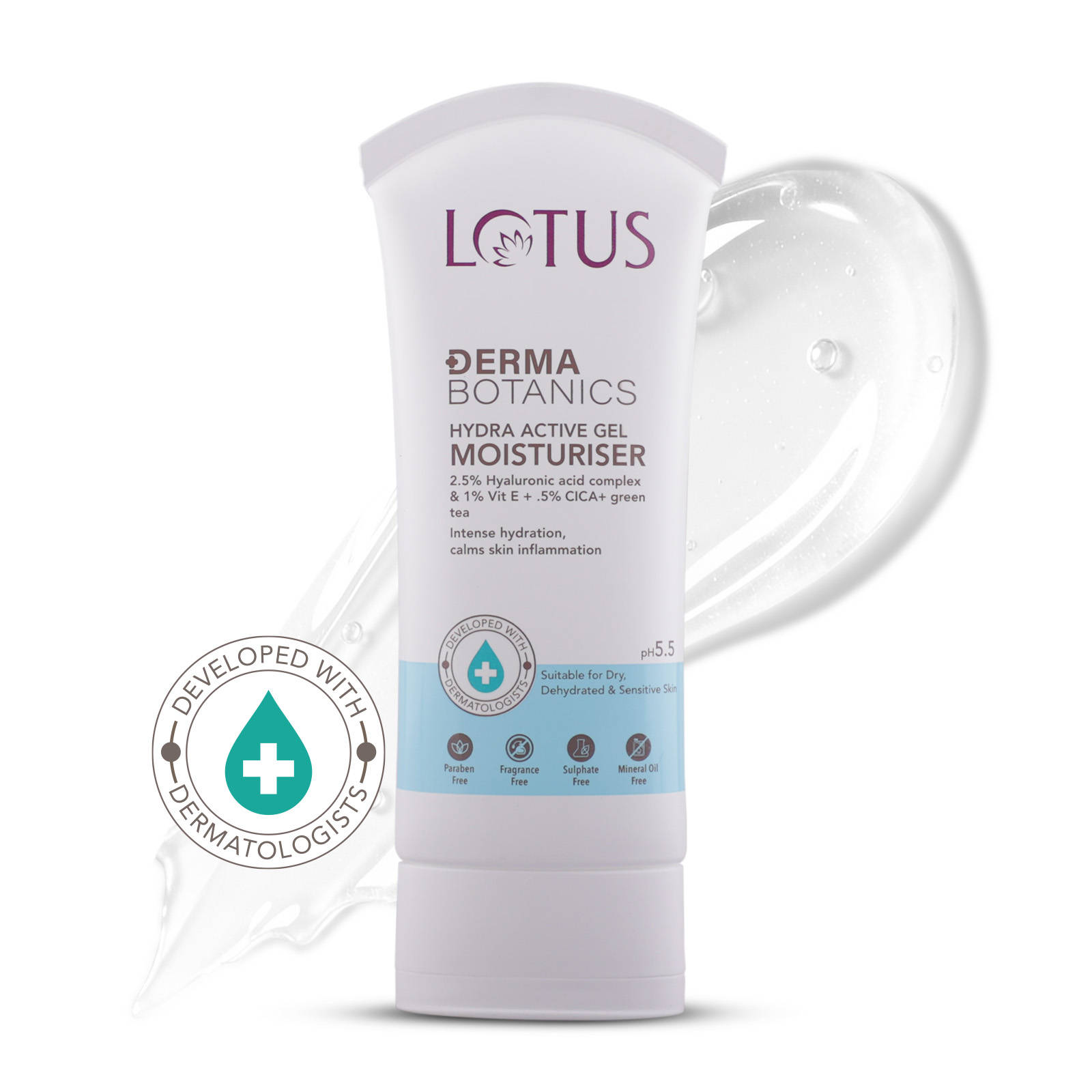 Lotus Herbals Lotus Dermabotanics Hydra Active Gel Moisturiser 2.5% Hyaluronic Acid Complex, All Skin Types