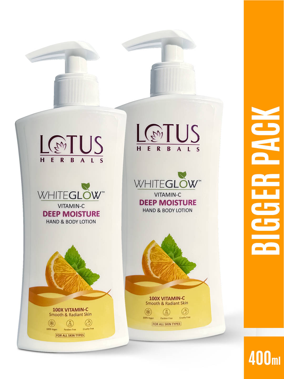 Lotus Herbals Whiteglow Vitamin C Deep Moisture Hand & Body Lotion - Pack Of 2