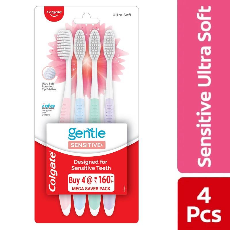 Colgate Gentle Sensitive Ultra Soft Bristles Toothbrush - 4 Pcs
