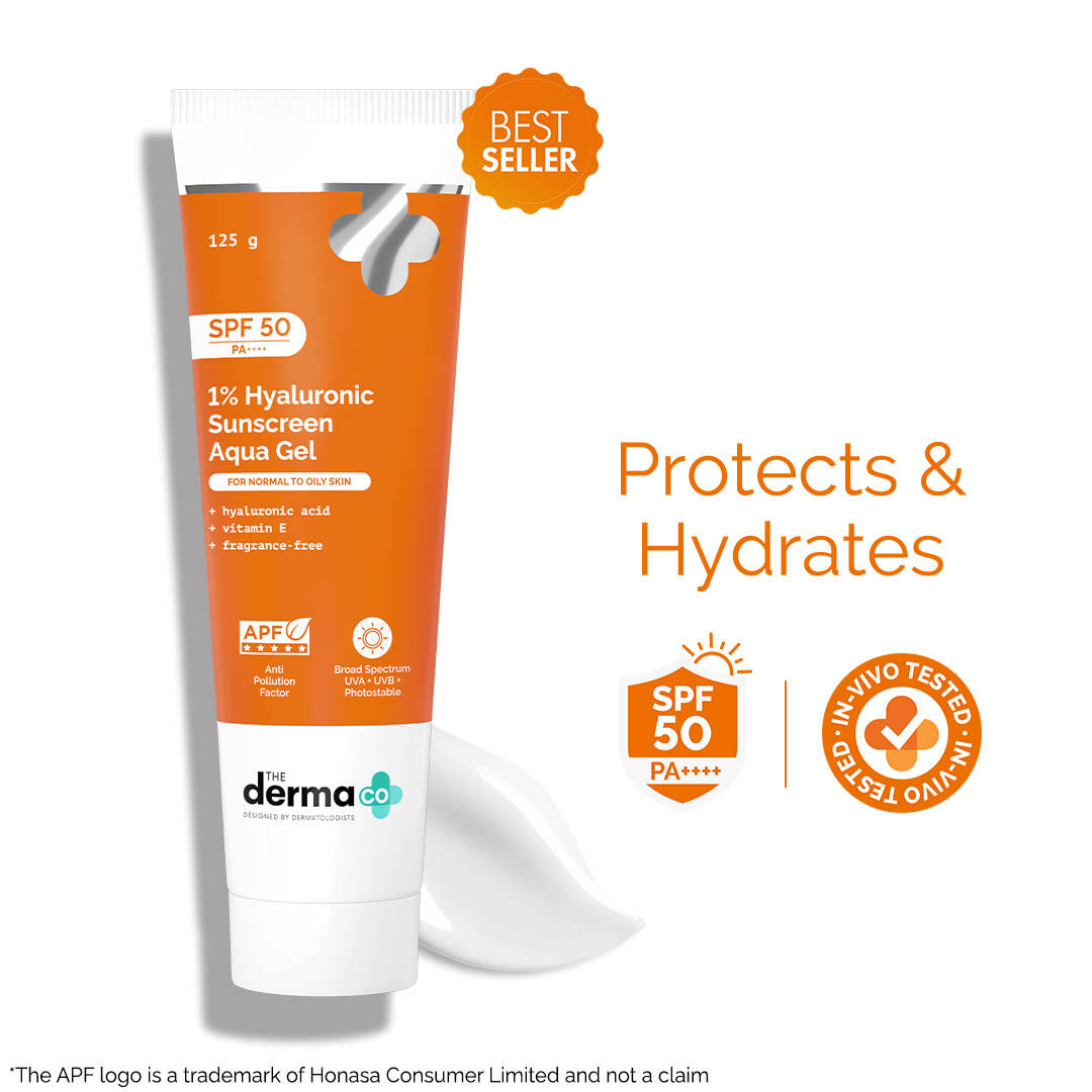 The Derma Co 1% Hyaluronic Sunscreen SPF 50 PA++++ Aqua Gel For Normal To Oily... - In-Vivo tested