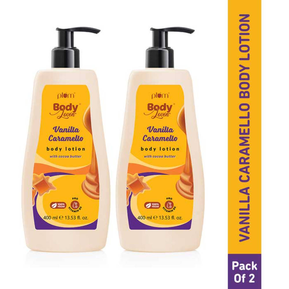 Plum BodyLovin Vanilla Caramello Body Lotion With Cocoa Butter & Vitamin B5 - Pack Of 2