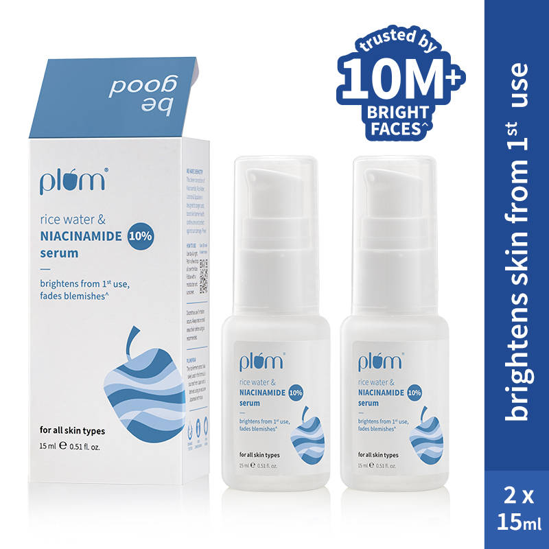 Plum 10% Niacinamide Brightening Face Serum With Rice Water - Pack Of 2