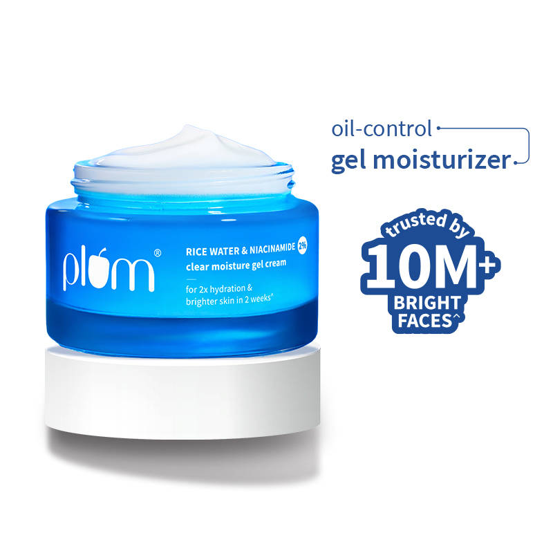 Plum 2% Niacinamide & Rice Water Moisturiser - Lightweight Gel Cream For Oil-Free Hydration