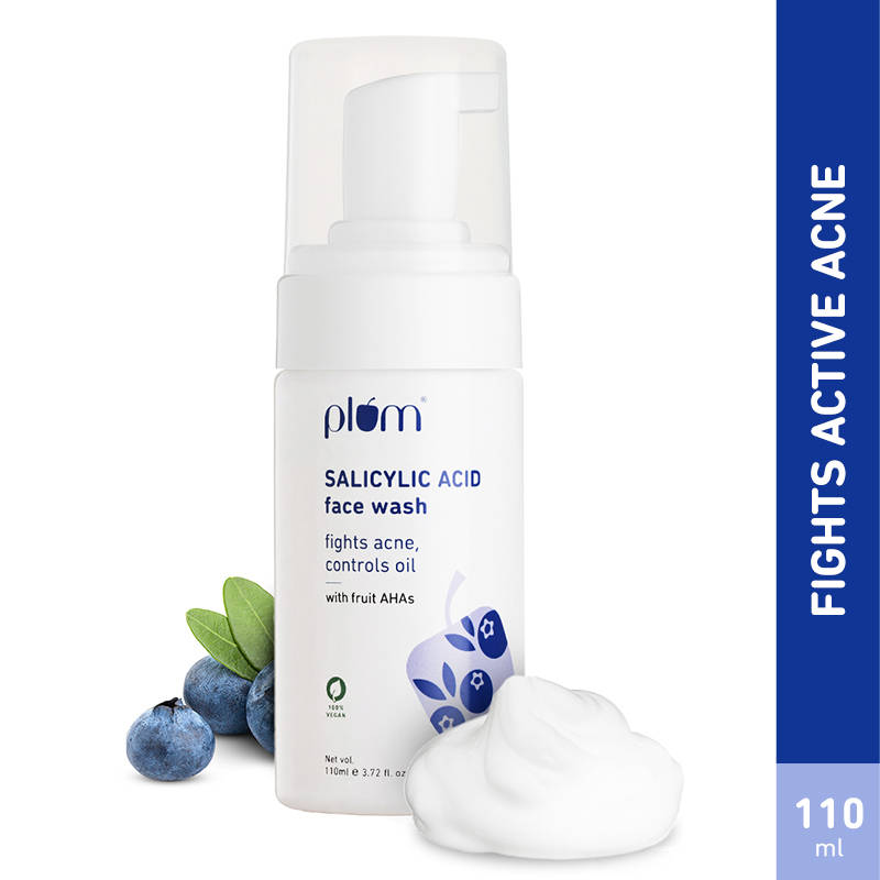 Plum Salicylic Acid Foaming Face Wash - Fights Active Acne & Controls Oil For Smooth Skin
