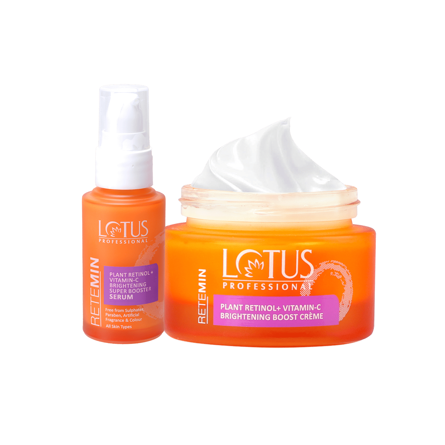 Lotus Herbals Lotus Professional Retemin Plant Retinol + Vitamin C Brightening Boost Creme & Booster Serum Combo