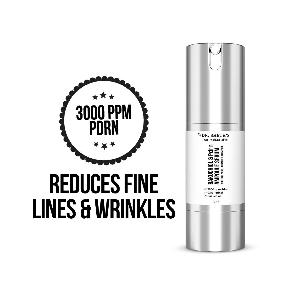 Dr. Sheth's Bakuchiol & PDRN Ampoule Serum Anti-Aging, Reduces Wrinkles, Fine Lines & Repairs Skin