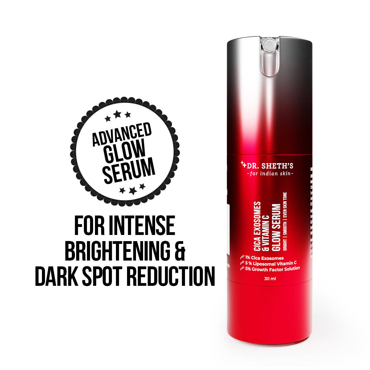 Dr. Sheth's Cica Exosomes & Vitamin C, to Glow, Brightens & Revives Dull Skin, For All Skin Types