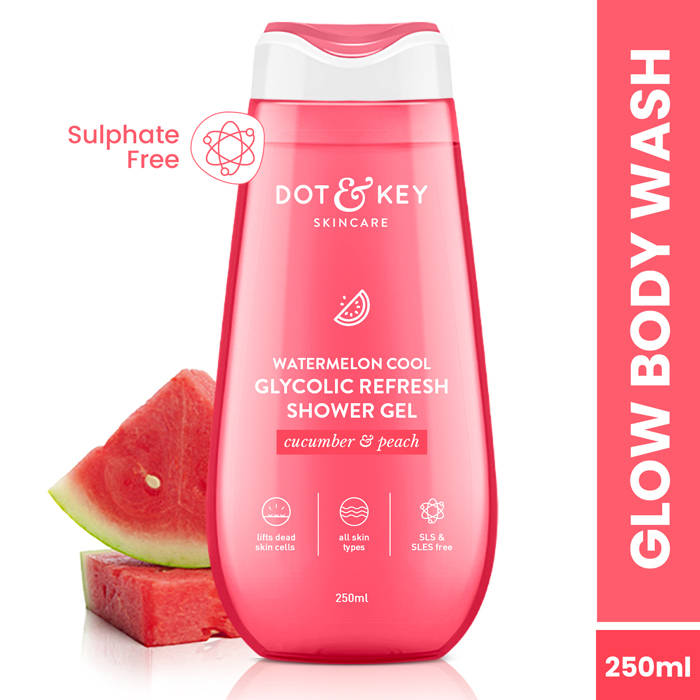 Dot & Key Watermelon Cool Glycolic Refresh Shower Gel, With Peach & Cucumber, Gently Exfoliates Skin