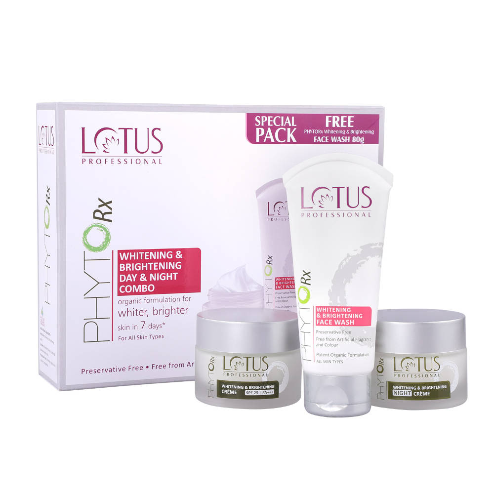 Lotus Herbals Lotus Professional PhytoRx Whitening & Brightening Day & Night Face Cream Combo, For All Skin Types