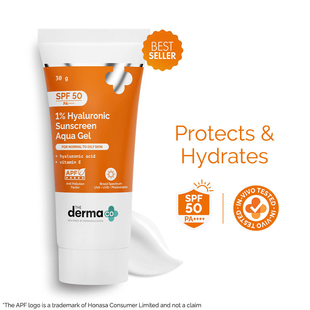The Derma Co 1% Hyaluronic Sunscreen Spf 50 Pa+++ Aqua Gel For Normal To Oily ... - In-Vivo tested