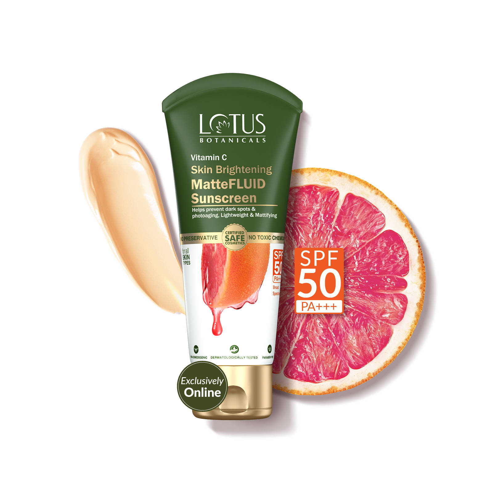 Lotus Herbals Lotus Botanicals Vitamin C Skin Brightening Mattefluid Sunscreen SPF 50 & No WhiteCast Formula