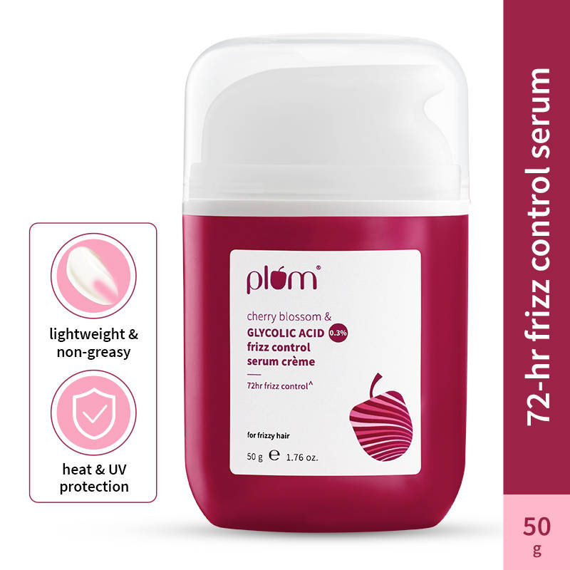 Plum 0.3% Glycolic Acid & Cherry Blossom Frizz Control Hair Serum Creme