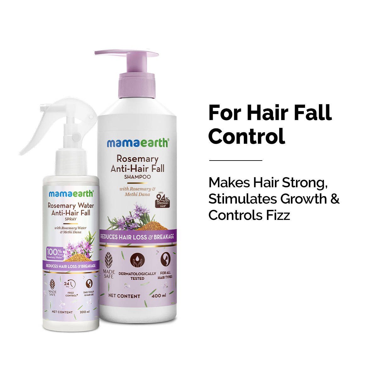 Mamaearth Rosemary Anti-Hair Fall Shampoo & Water Spray Combo Reduces Hair Fall & Strengthens