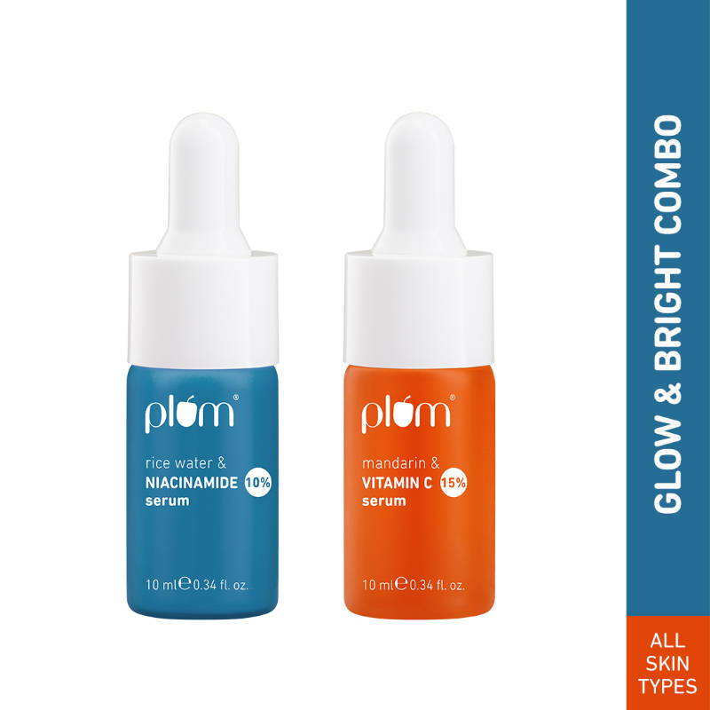 Plum Glow & Clarify Serum Travel Combo - 15% Vitamin C + 10% Niacinamide Face Serum
